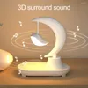 Night Lights Light Bluetooth-compatible Speaker 3D Stereo Sound Star Moon Shape LED Bedside Lamp With USB Interface