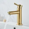 Bathroom Sink Faucets Faucet Stainless Steel Basin Cold Water Mixer Tap Single Handle Deck Mounted Gold