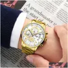Armbanduhren Quarzuhr Männer Gold Schwarz Herrenuhren Top Marke Luxus Chronograph Sport Armbanduhren Leuchtende Wasserdichte R Dhgarden Otlf4