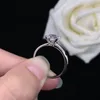 Anéis de cluster refinados 2CT 7 7mm Princess Cut D Diamond Ring Engagement Women Platinum 950 Jóias R052