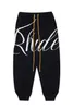 Designerkläderbyxa Rhude Spring New Men's Women's Casual Jacquard Letter Sticked Pants Ins High Street Trend Brand Leggings Streetwear J