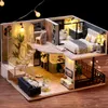 Architektura DIY HOUSE Zestaw Doll Dold Budynek Drewniany Mini Budynek z meblami zabawki Dzieci D Prezent urodzinowy DIY ręcznie robione przyrząd 23112