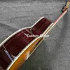 Custom grand guitar OO body abalone binding Solid Rosewood Back Side Acoustic electric Guitar Yellow Finish flamed maple bridge