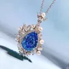 Chains 2023 925 Silver Pear 11 15 Sea Blue Treasure High Carbon Diamond Water Drop Pendant Women's Versatile Necklace