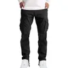 Men's Pants Trousers Street Casual Sports Double Pleated Design Solid Color Multi Pocket Straight Tube Zipper Leg Drawstring