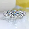 Anéis de casamento 18k banhados a 3.6ct, todos os anéis para mulheres, 5 pedras, diamante brilhante, aliança de casamento s925, joias de prata esterlina GRA231118