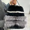 Omuz Rex Tavşan Kış Tek Crossbody Sırt Çantası Gerçek Çanta Cüzdan Doğal Kürk Kürklü Furry Messenger Bagscatlin_fashion_bags