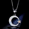 Pendentif Colliers Belle Elégante Opale De Feu Lune Étoile Pour Femmes Bijoux Cadeaux