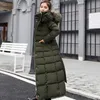 여자 다운 파카스 겨울 재킷 여자 따뜻한 패션 보우 벨트 여우 모피 칼라 코트 긴 드레스 여자 두꺼운 코트 231118