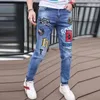 Jeans masculinos Slim Streetwear 90s Hip Hop Roupos de designer gráfico skinny Original Cowboy Casual Stretch Borderys Troushers for Men 230420