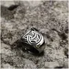 Band Ringen Kompas Runen Ringen Mannen Vintage Nordic Totem Odin 3D Verbeterde Mode-sieraden Drop Levering Sieraden Ring Dhgarden Otdbu