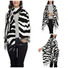 Scarves Black White Zebra Print Shawl Wrap For Women Warm Large Long Scarf Animal Geometry Stripes Whirlpool Pashminas Tassel