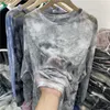 Women's T Shirt Long Sleeve T shirt Tie Dye Harajuku Korean Style Design Sun proof Loose Mesh See through Camisetas Ins Mujer Tops Street 230419