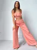 Vêtements de nuit pour femmes Marthaqiqi 2023 Mesdames Nightwear Costume Sexy Spaghetti Strap Crop Top Chemises de nuit Pantalon Causal Home Vêtements pour femmes