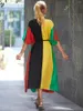 Women's Swimwear Beach Cover-up Rayon Positioning Printing African Flag Colors Patchwork Vacation Robe