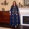 Etnische kleding Arabische Turkse Saoedi-Afrikaanse abaya's voor vrouwen geborduurde streep moslimjurk Kaftan Dubai Abaya-kleding