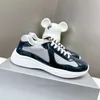 Designerskie menu Americas Puchar Sneakery skórzany Trener Patent płaski czarny niebieski siatkowy nylonowe buty