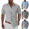 Men's Casual Shirts Summer Cotton Linen For Men Short Sleeved Blouses Solid Turn-Down Collar Formal Beach Male Clothing