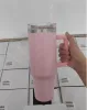 Gobelets de 40 oz Tasses avec couvercle de poignée et pailles Tasses de voiture rose chaud revêtement en poudre gobelet extérieur boisson isolée sous vide Prêt à expédier 1120