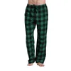 Men's Pants Plaid Printed Home Trousers Casual Loose Drawstring Elastic Waist Long Pajama With Pockets