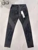 jeans viola jeans da uomo nero streetwear in difficoltà moda slim ricamato lettere motivo patchwork jeans strappati skinny elasticizzati danneggiati jeans di qualità di fascia alta