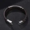 Charm Armband Titanium Steel Magnetic Buckle Multilayer Leather Flätat armband Sailor Rope Rostfri Pu Mens