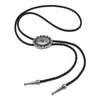 Nœuds papillons Western Cowboy Bolo Cravate avec boucle turquoise sculptée Cravate vintage pour hommes