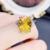 Cluster Rings Natural Real Citrine Ring Oval Big Style 10 14mm 6.5ct Gemstone 925 Sterling Silver Fine Jewelry J238282