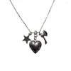 Colliers pendentif entièrement en acier inoxydable collier de charme coeur étoile hache grunge