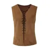 Gilets pour hommes Hommes Médiéval Sans Manches À Lacets Gilet Pirate Costume Renaissance Steampunk Gothique Gilet Solide Veste Britannique