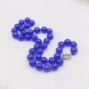 Chaînes 10mm rond bleu jades calcédoine jaspe collier pierre naturelle faite à la main femmes filles cravate bricolage mode bijoux fabrication conception