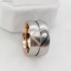 Anneaux de mariage Ensembles d'anneaux de mariage assortis pour couples Designer Noir Rose Plaqué Or Bijoux En Acier Inoxydable Amour Coeur Bague De Mariage Q231120