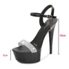 Sandali da donna 15 cm passerella scarpe con tacco alto piattaforma impermeabile trasparente stiletto con tacco alto modello femminile pole dance