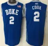 Zszyty NCAA Duke Blue Devils Basketball Jerseys College Christian Laettner #32 Blue 4 Redick White 2 Cook College Jersey