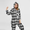 Womens Sleepwear Onesie Christmas pajamas printed womens jumpsuit striped reindeer zippered hoodie thick 231120