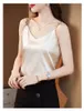 Camisoles Tanks New Cami Top V-hals Solid Fashion Sleeveless Top Summer Womens Temperament Elegant Office Lady Backless Top Silk Spaghetti Camis 230420