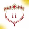 Necklace Earrings Set Party Costume Accessories Elegant Jewelry Women Crystal Ornaments Princess Crown Of Rings