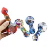 High Quality Silicone Smoking Pipe Spoon Hand Pipe with thick glass bowl Oil Burner Oil Rigs Dab Stick