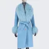 Parka da donna in piumino XLong Cappotto in vera pelliccia di pecora naturale della Mongolia Giacca invernale da donna Cintura doppio petto in misto lana Cappotto Streetwea 231120