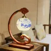 Tischlampen Qiseyuncai 2023 Chinese Redwood Lampe Vintage Palisander Massivholz Wohnzimmer Arbeitszimmer Keramik