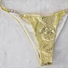 Kadın Mayo Parlak SnakePrint Bikini Mayo Kadın Kristal Mini Brezilya Biquini Seksi Banyo Takım 2023 Micro 230420