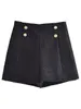 Shorts pour femmes TRAF femmes mode avant boutons en métal Tweed Shorts Vintage taille haute côté fermeture éclair femme pantalon court Mujer 230420