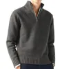 Suéteres masculinos clássicos e elegantes, pulôver com gola em V e design com zíper 1/4 disponível em várias cores