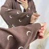 Ethnic Clothing Moon Embroidery Open Abaya EID Ramadan High Quality Kimono Islamic Wholesale Dubai Cardigan Muslim Women Dress