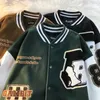 Mensjackor Stående krage Hiphop Velvet broderad baseball Uniform Autumn Jacket Womens Par Single Breasted Top 231120