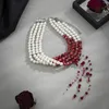 Choker Exaggerated Halloween Blood Pattern Pearl Necklace Fashion Multi-layer Imitation Short Gothic Party Jewelry Gift