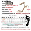 Verão 752EF Mulheres Aneikeh Sapatos Transparentes Comparação Eletroplatando Sandálias de Sandálias de Toe Alto