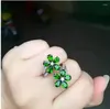 Cluster-Ringe Natürlicher Diopsid-Ring Grün 925 Sterling Silber Feiner Schmuck für Männer oder Frauen 4 6 mm 5 Stk