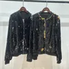 Women's Jackets Winter Women Fashion Personality Sequins Baseball Uniform Coat Jacket INS Web Celebrity Shiny Black/Gold And Silver