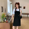 Vestidos de trabalho define feminino elegante suave senhora adorável na moda simples faculdade verão sólido ulzzang mujer ins feminino a linha solta